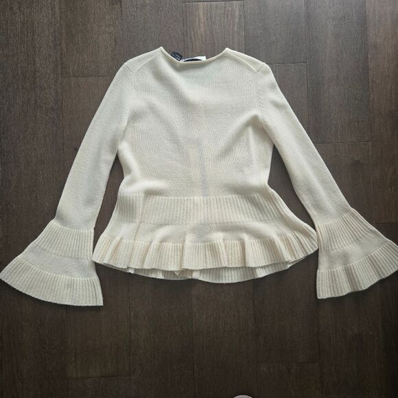 Charles Nolan Peplum Wool Cardigan Sweater size M 8 - Picture 10 of 13